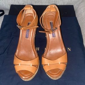 Ralph Lauren Collection espadrilles- Peanut Butter Tan/Brown. Size 6.5